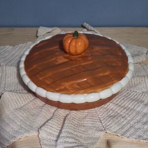 Ceramic Pumpkin Pie Dish with Lid